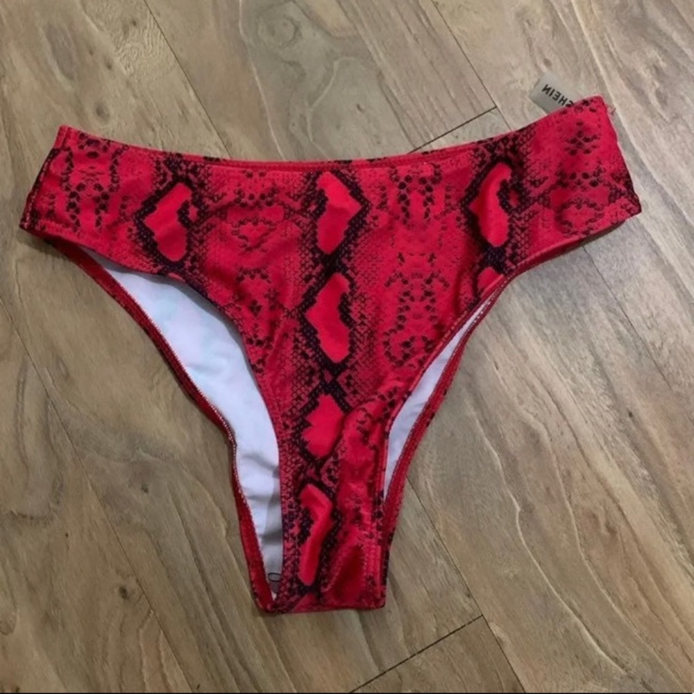 Red and black snakeskin bikini bottoms small